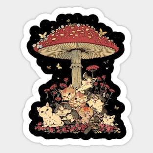 Cottagecore Aesthetic Cat Whimsy Sticker